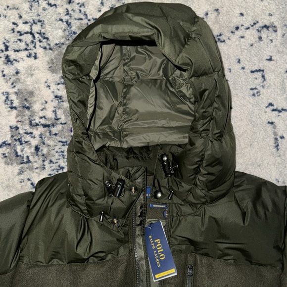 New Polo Ralph Lauren Hooded Performance Wool Poly Puffer Coat - Picture 2 of 9